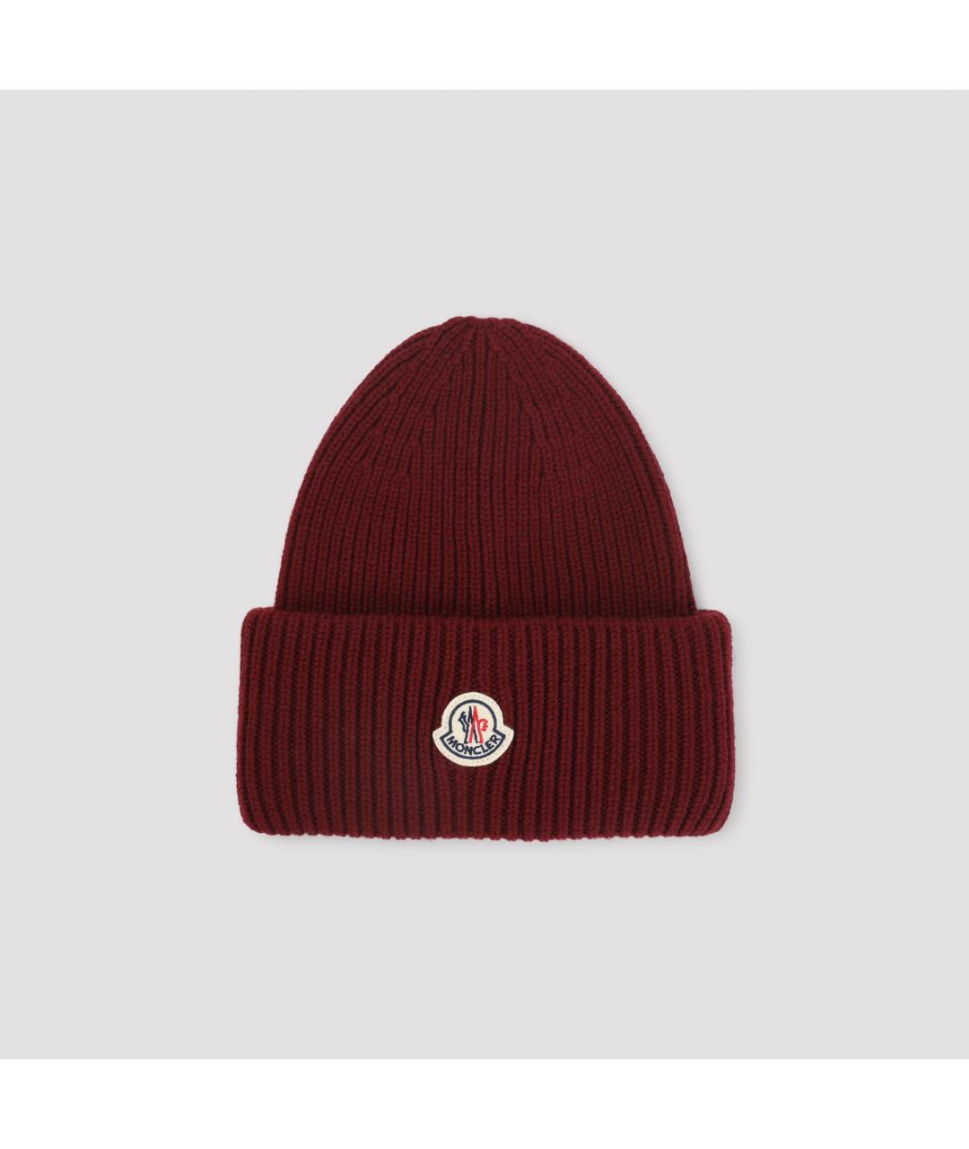 MONCLER Бордовая шерстяная кепка/бейсболка, фото 3