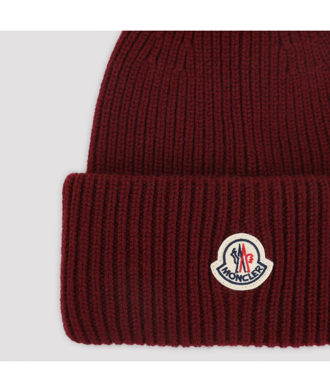 MONCLER Бордовая шерстяная кепка/бейсболка, фото 5