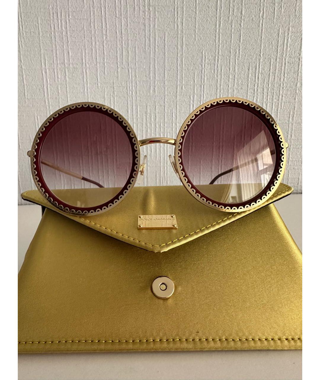 DOLCE&GABBANA Золотые солнцезащитные очки, фото 4