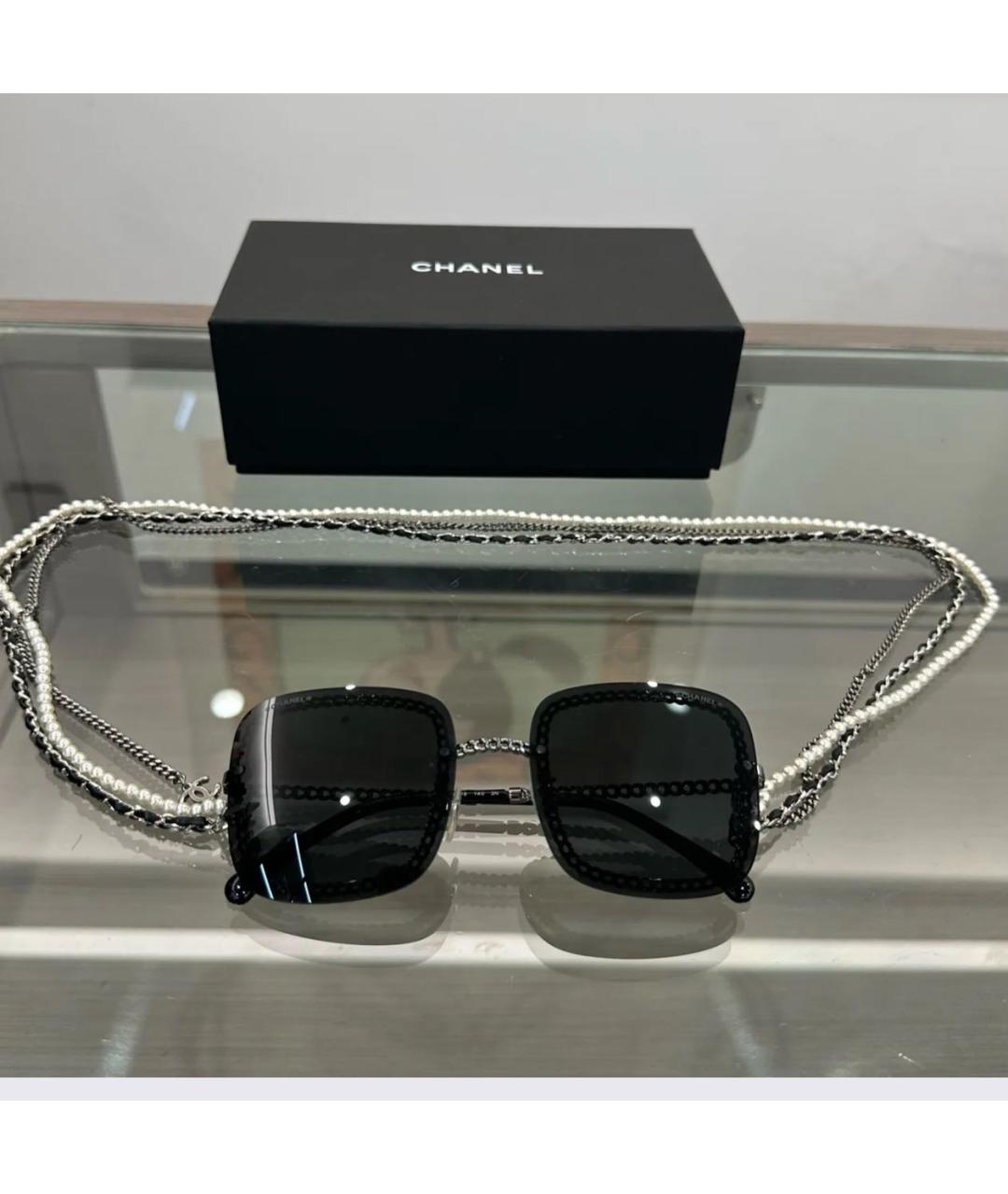 CHANEL Черные металлические солнцезащитные очки, фото 2