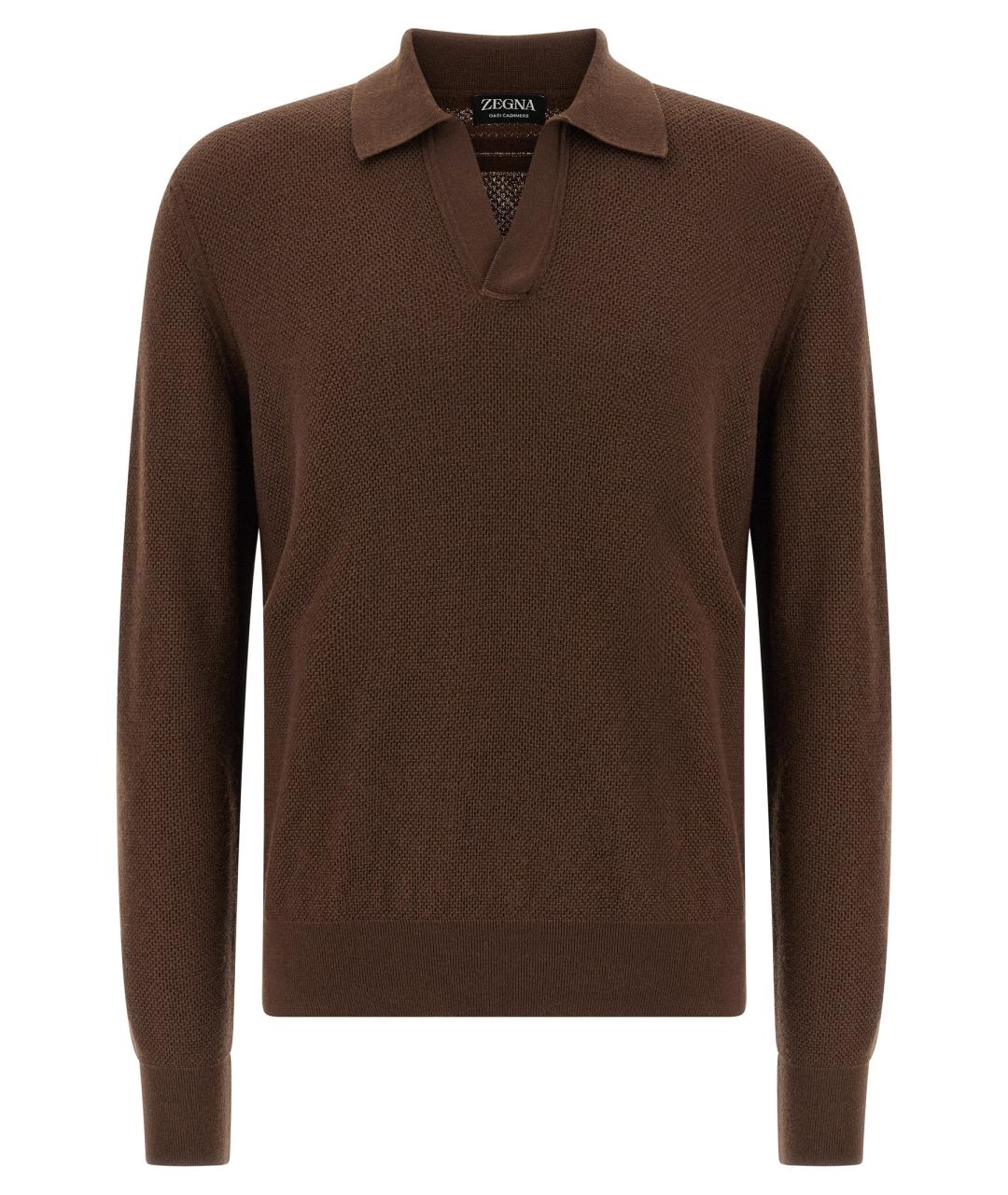 ZEGNA Коричневый кашемировый джемпер / свитер, фото 1