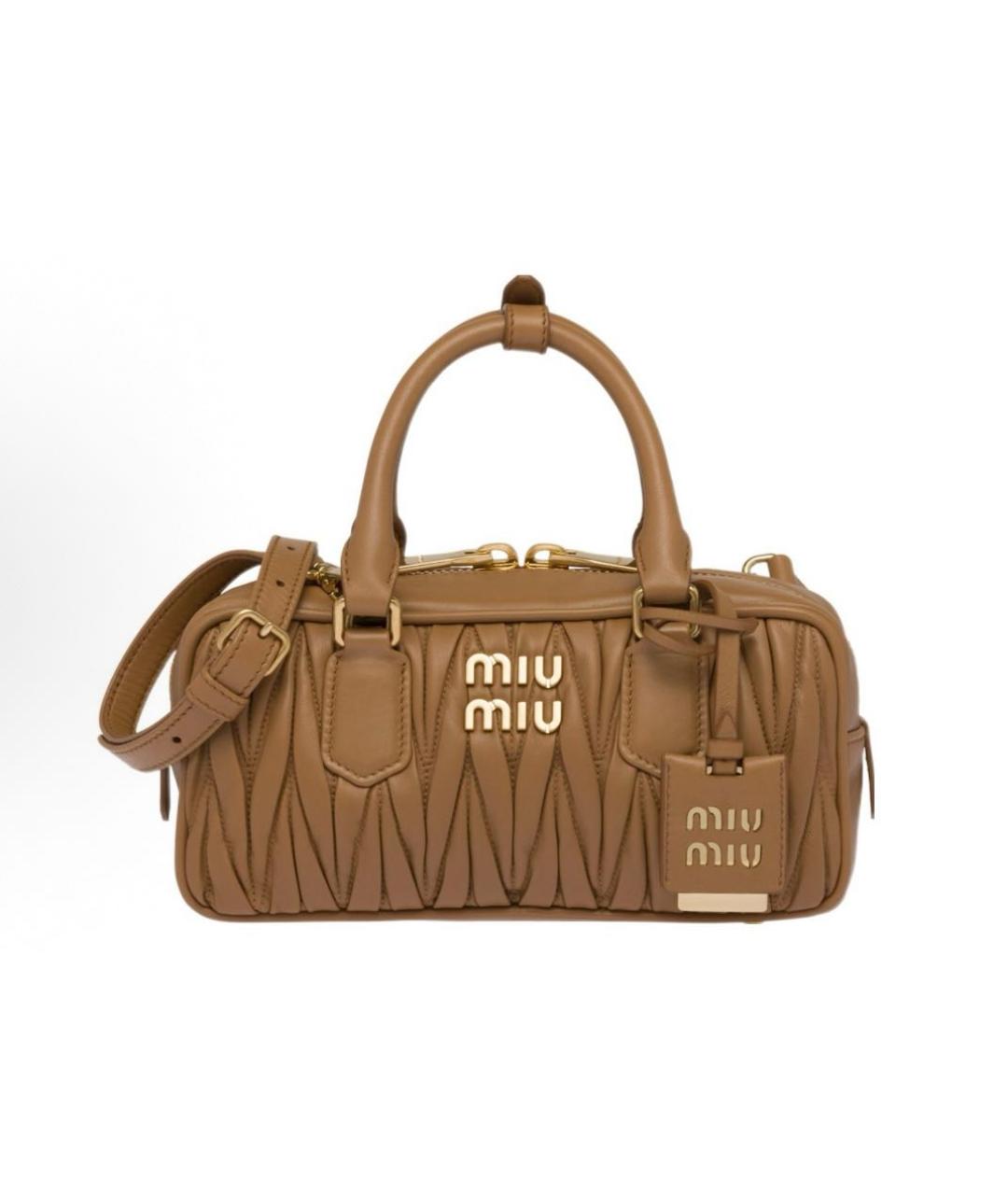 MIU MIU Коричневая кожаная сумка с короткими ручками, фото 6