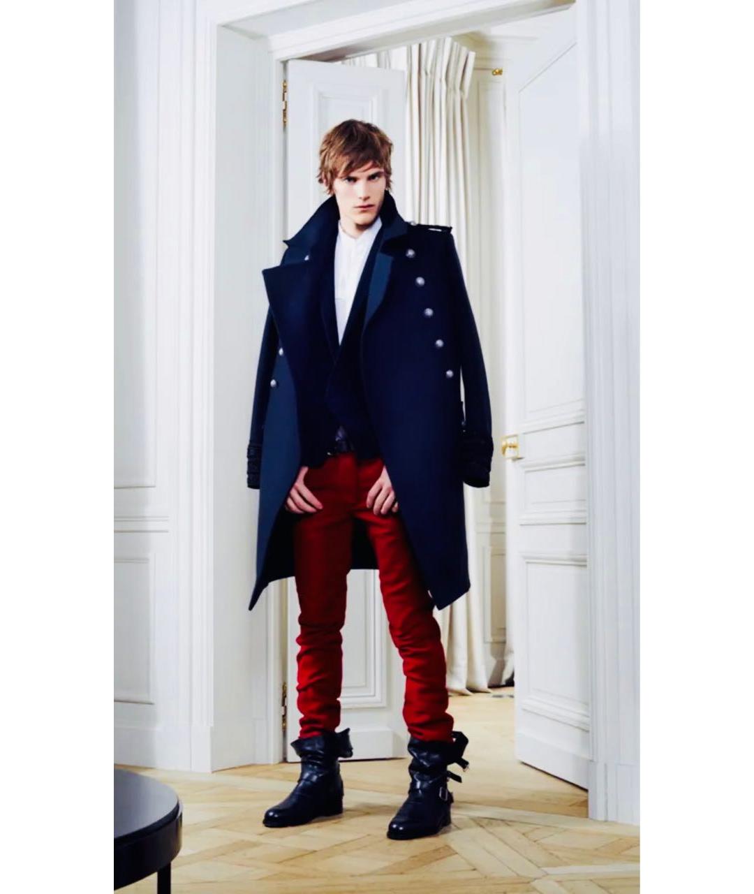 BALMAIN Темно-синее шерстяное пальто, фото 6