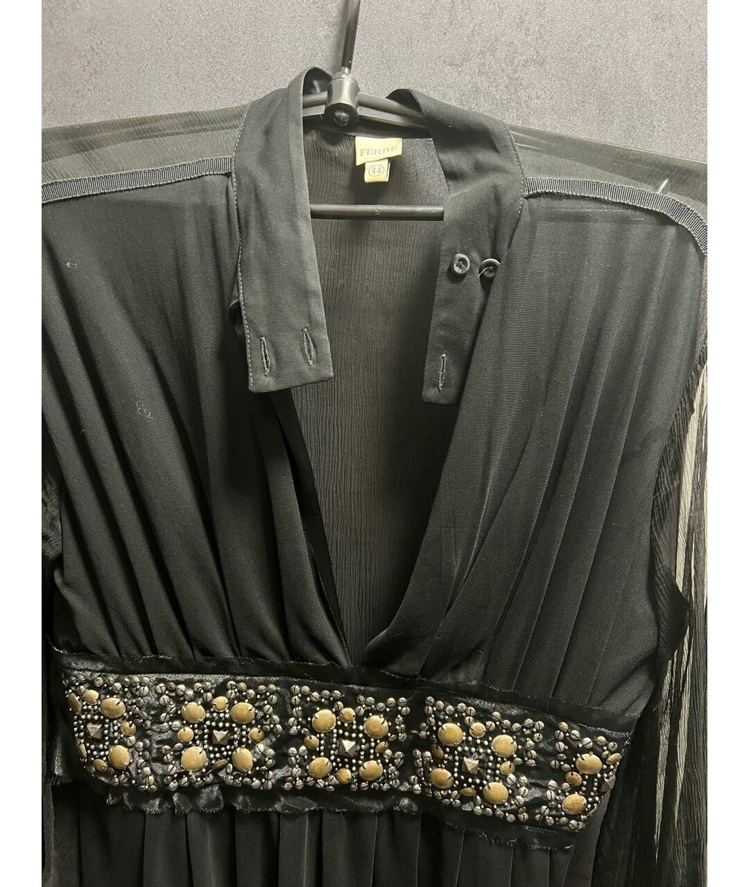 GIANFRANCO FERRE VINTAGE Черная атласная рубашка, фото 3