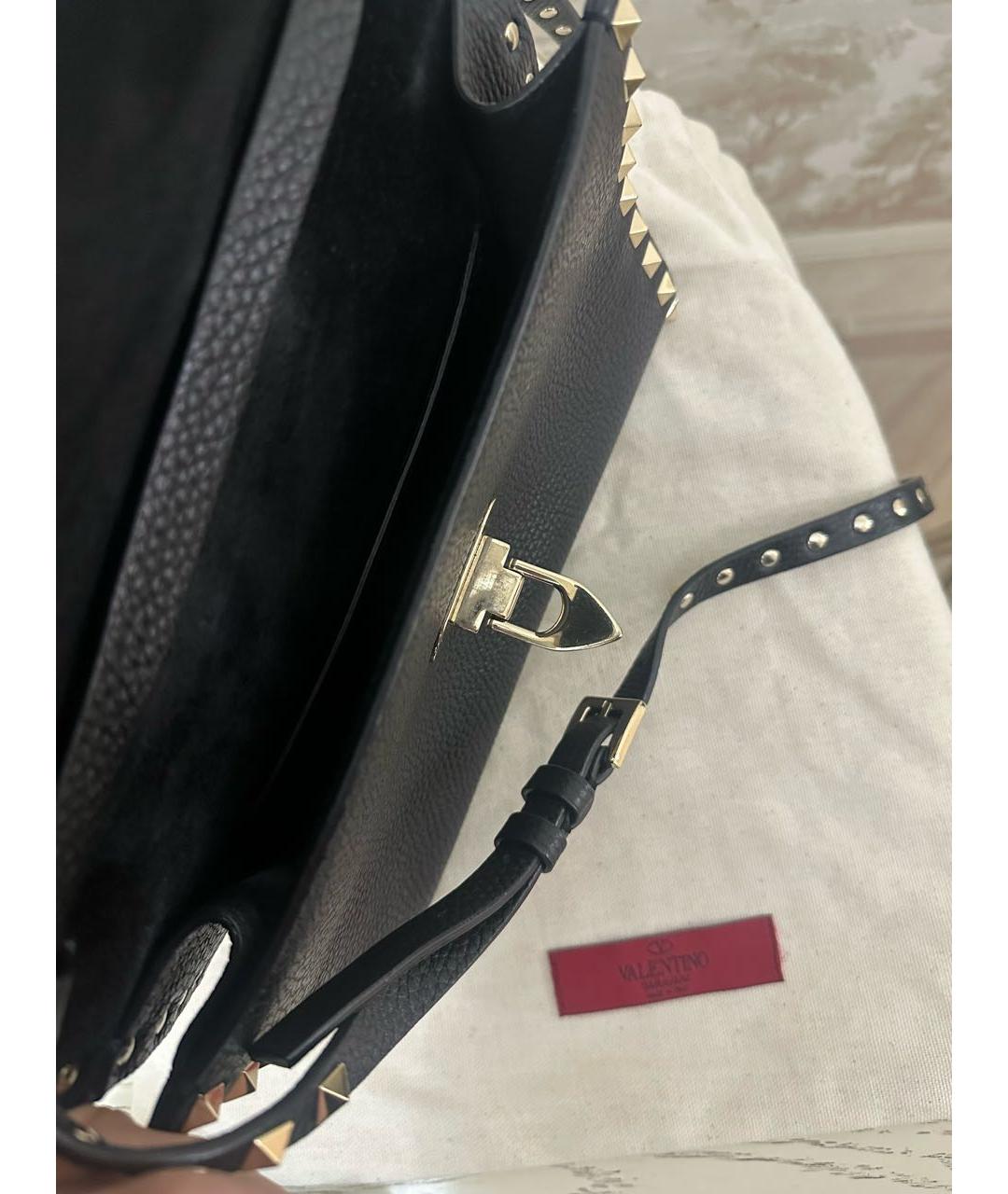 VALENTINO Черная кожаная сумка через плечо, фото 6