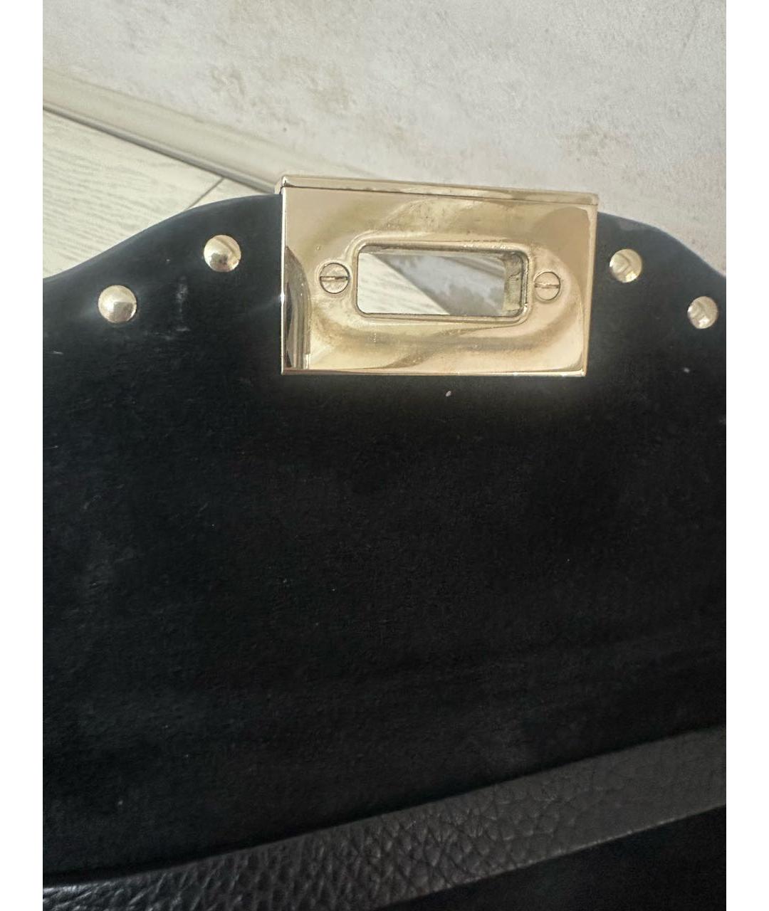 VALENTINO Черная кожаная сумка через плечо, фото 7