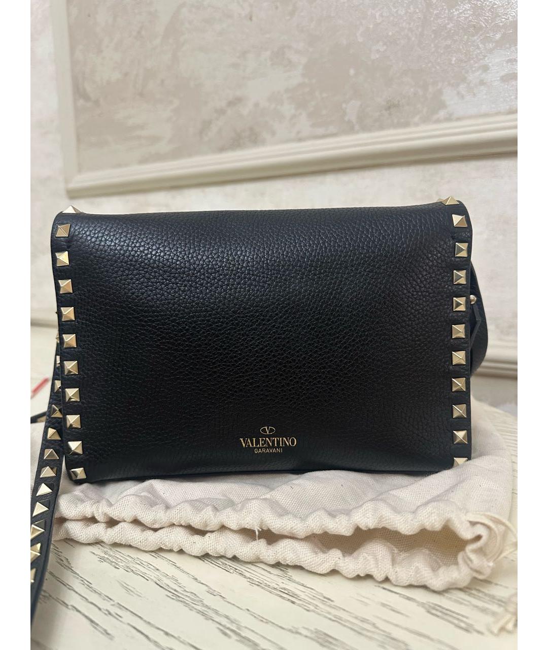 VALENTINO Черная кожаная сумка через плечо, фото 4