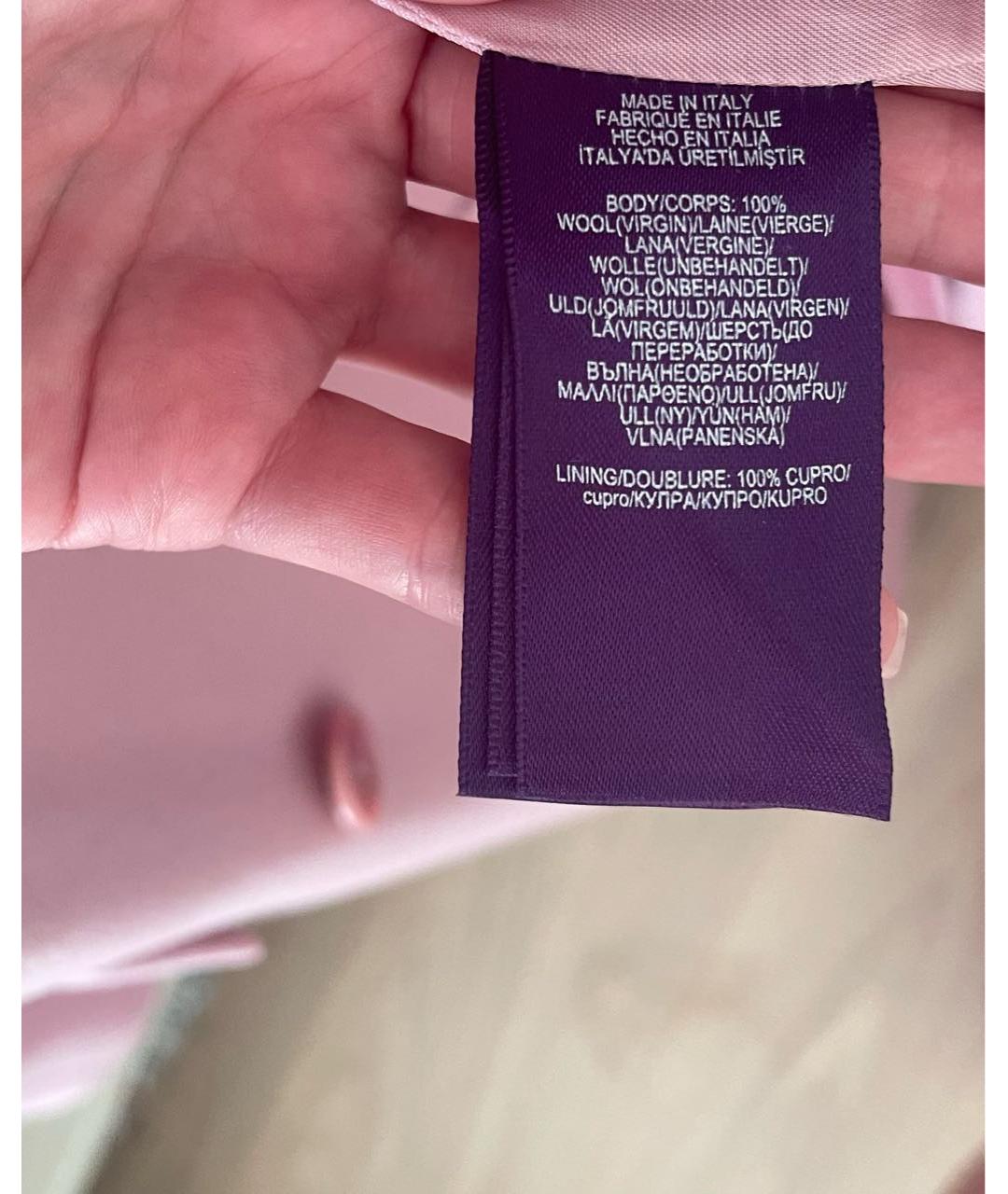 RALPH LAUREN PURPLE LABEL Розовое шерстяное пальто, фото 3