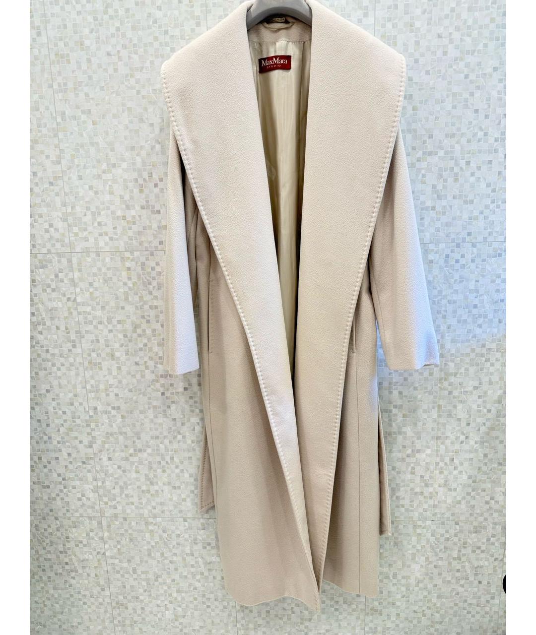 MAX MARA STUDIO Белое шерстяное пальто, фото 2