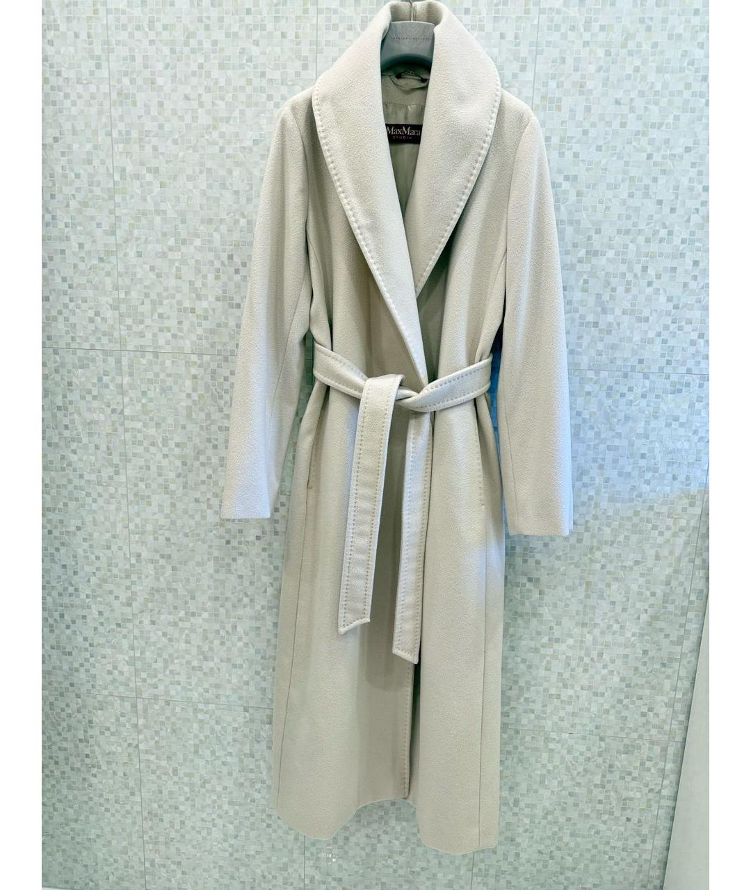 MAX MARA STUDIO Белое шерстяное пальто, фото 8