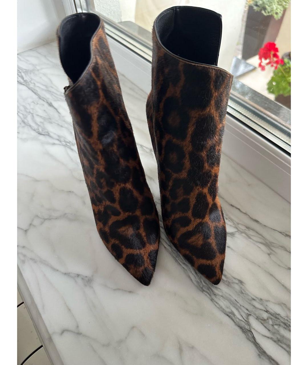 SAINT LAURENT Коричневые кожаные ботильоны, фото 4