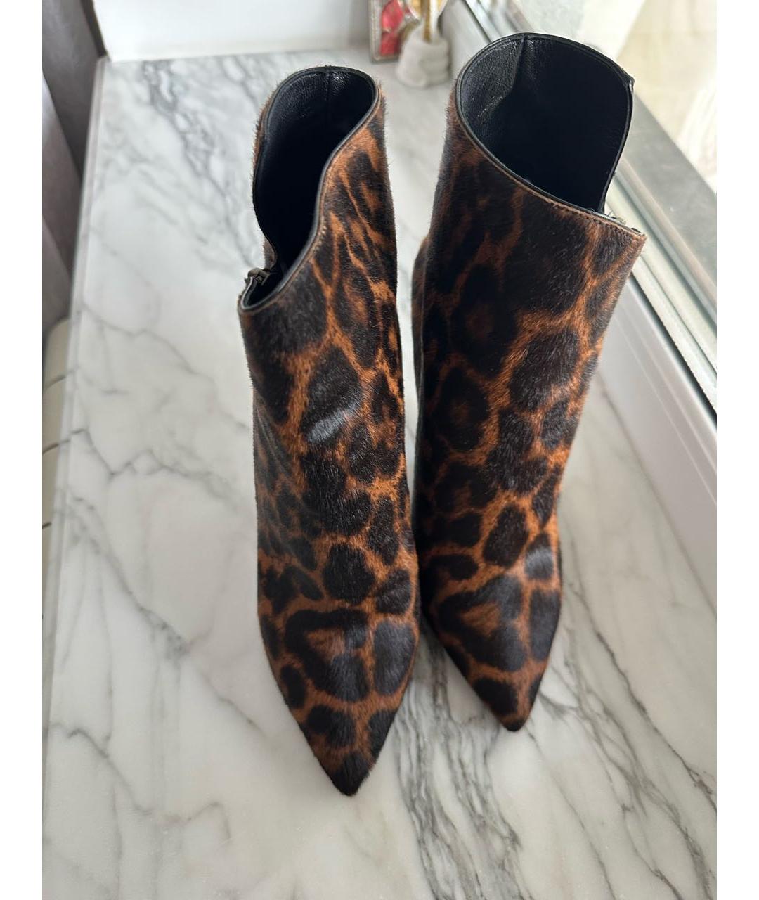 SAINT LAURENT Коричневые кожаные ботильоны, фото 5