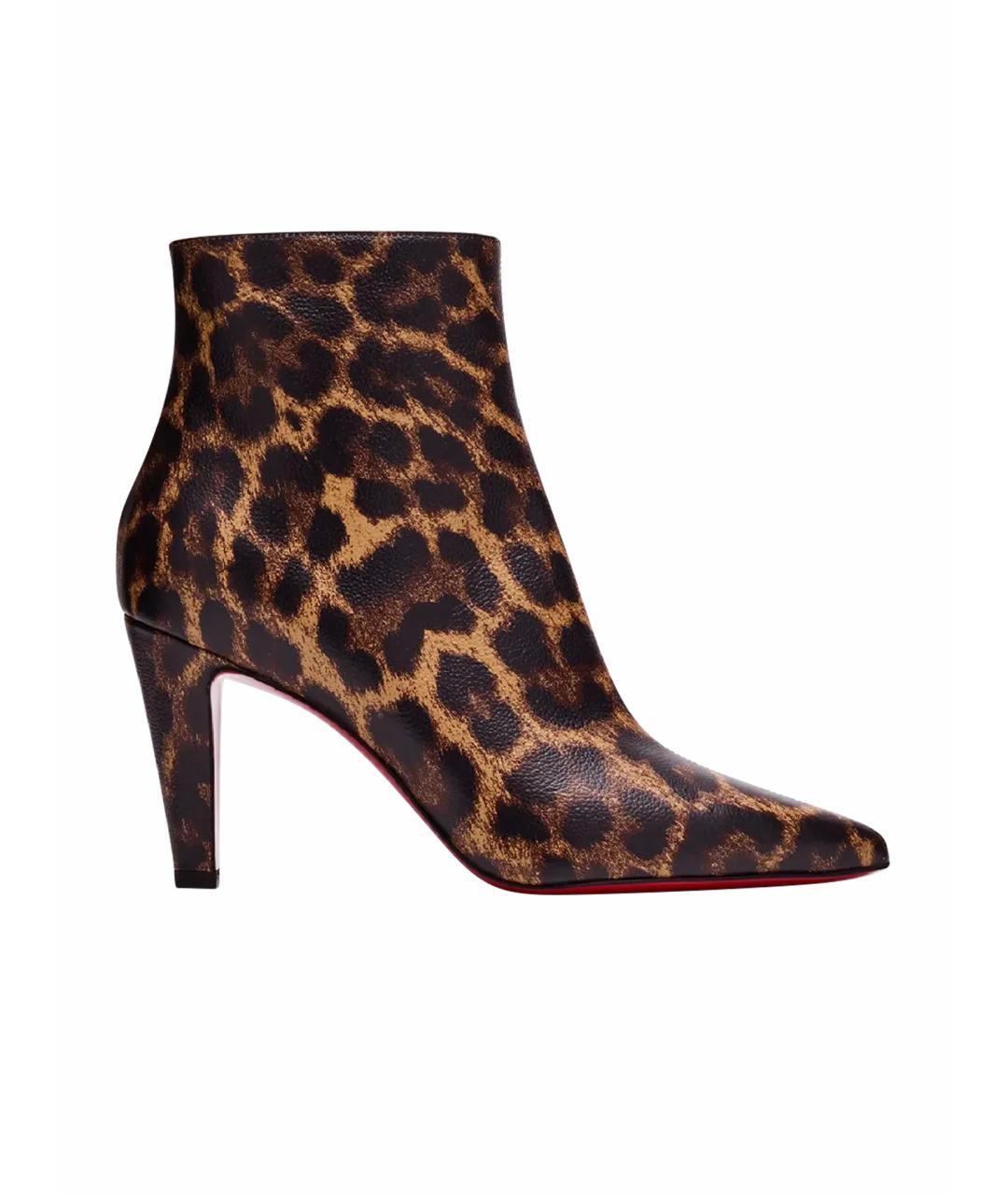 SAINT LAURENT Коричневые кожаные ботильоны, фото 1