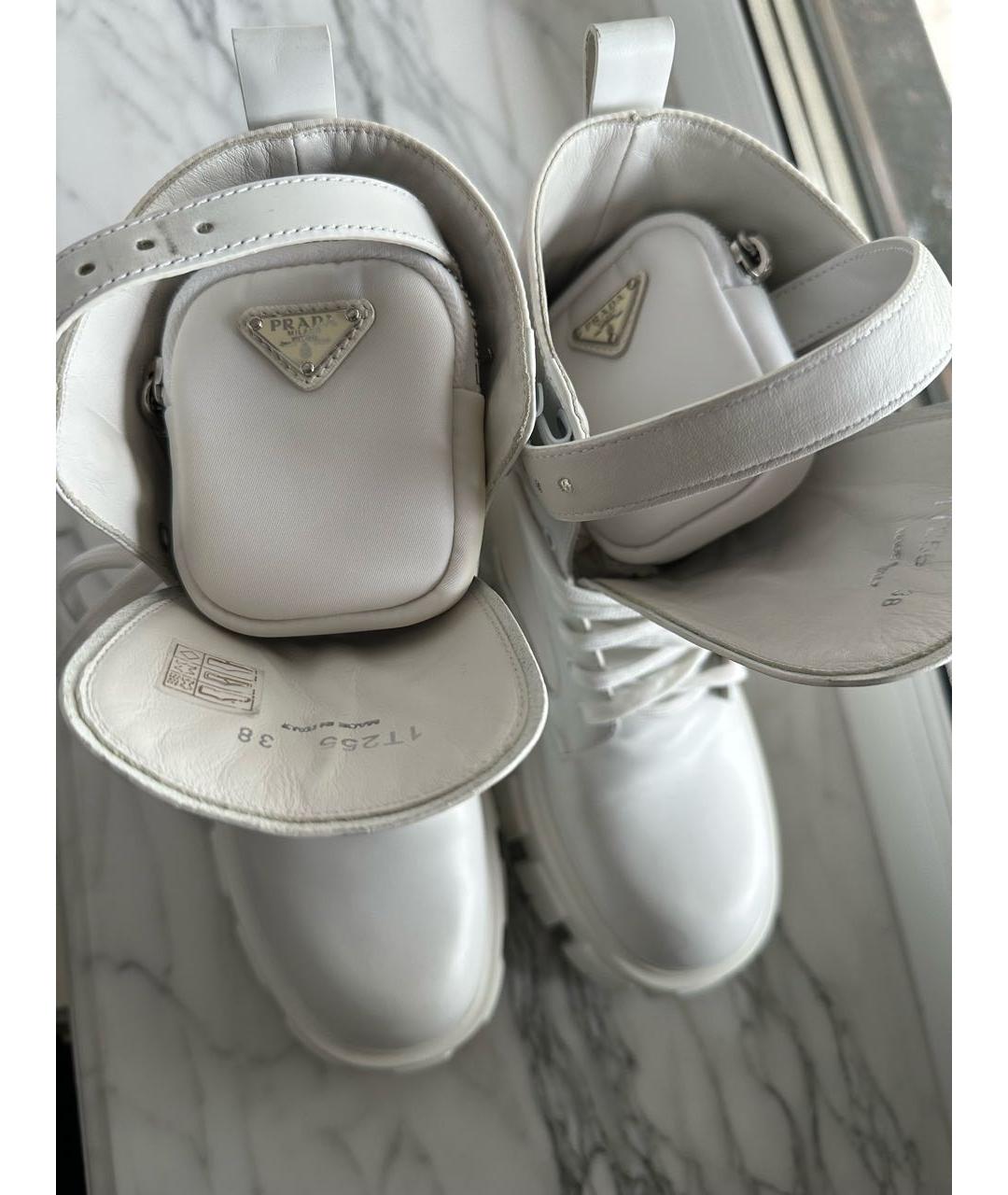 PRADA Белые кожаные ботинки, фото 3