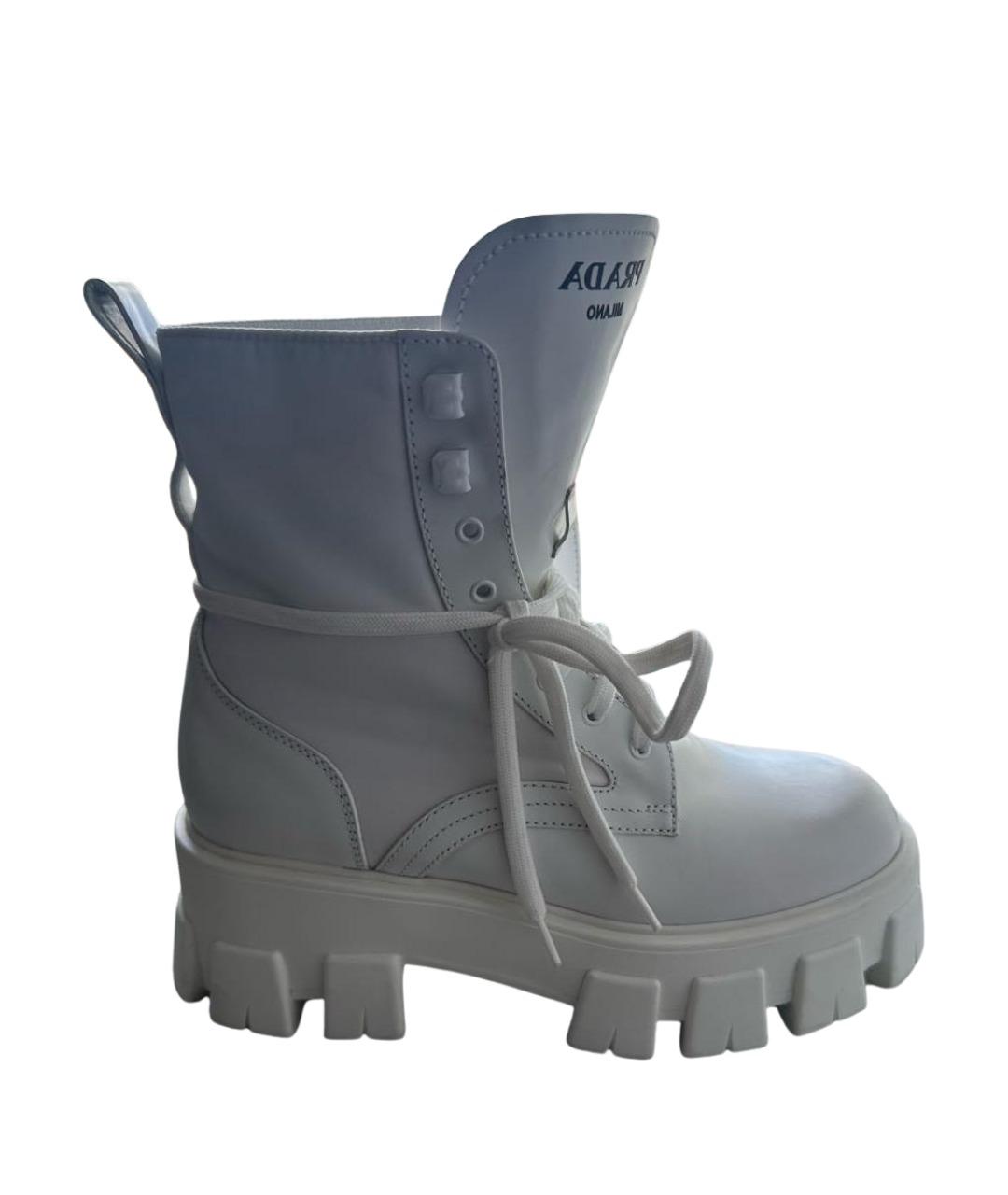 PRADA Белые кожаные ботинки, фото 1