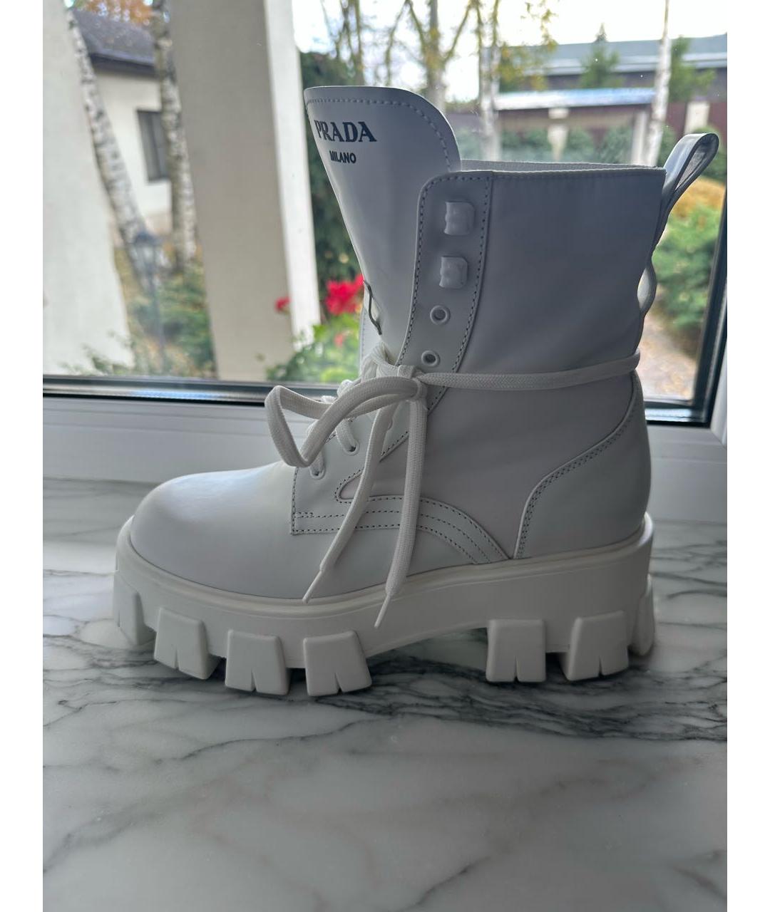 PRADA Белые кожаные ботинки, фото 5