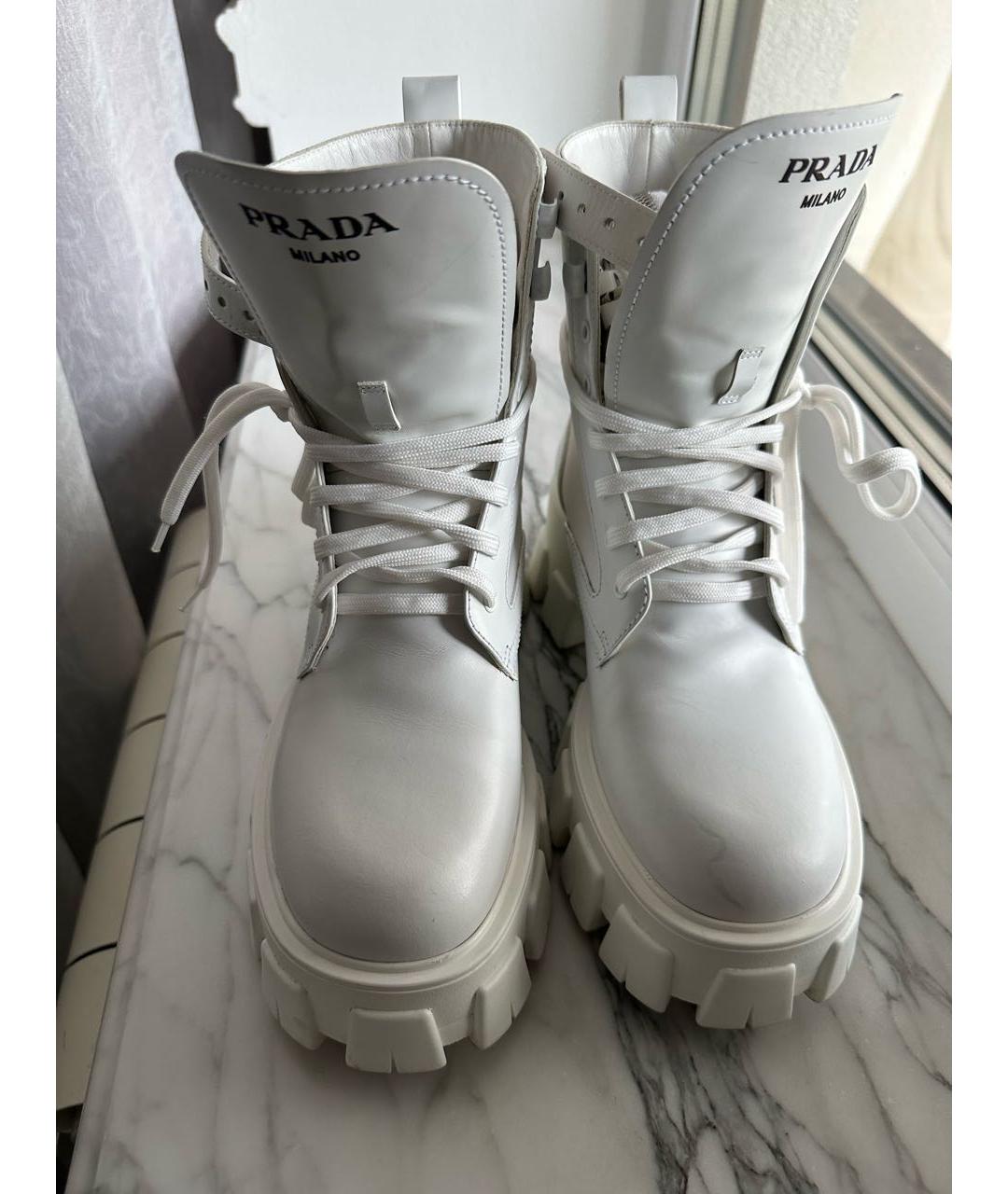 PRADA Белые кожаные ботинки, фото 2
