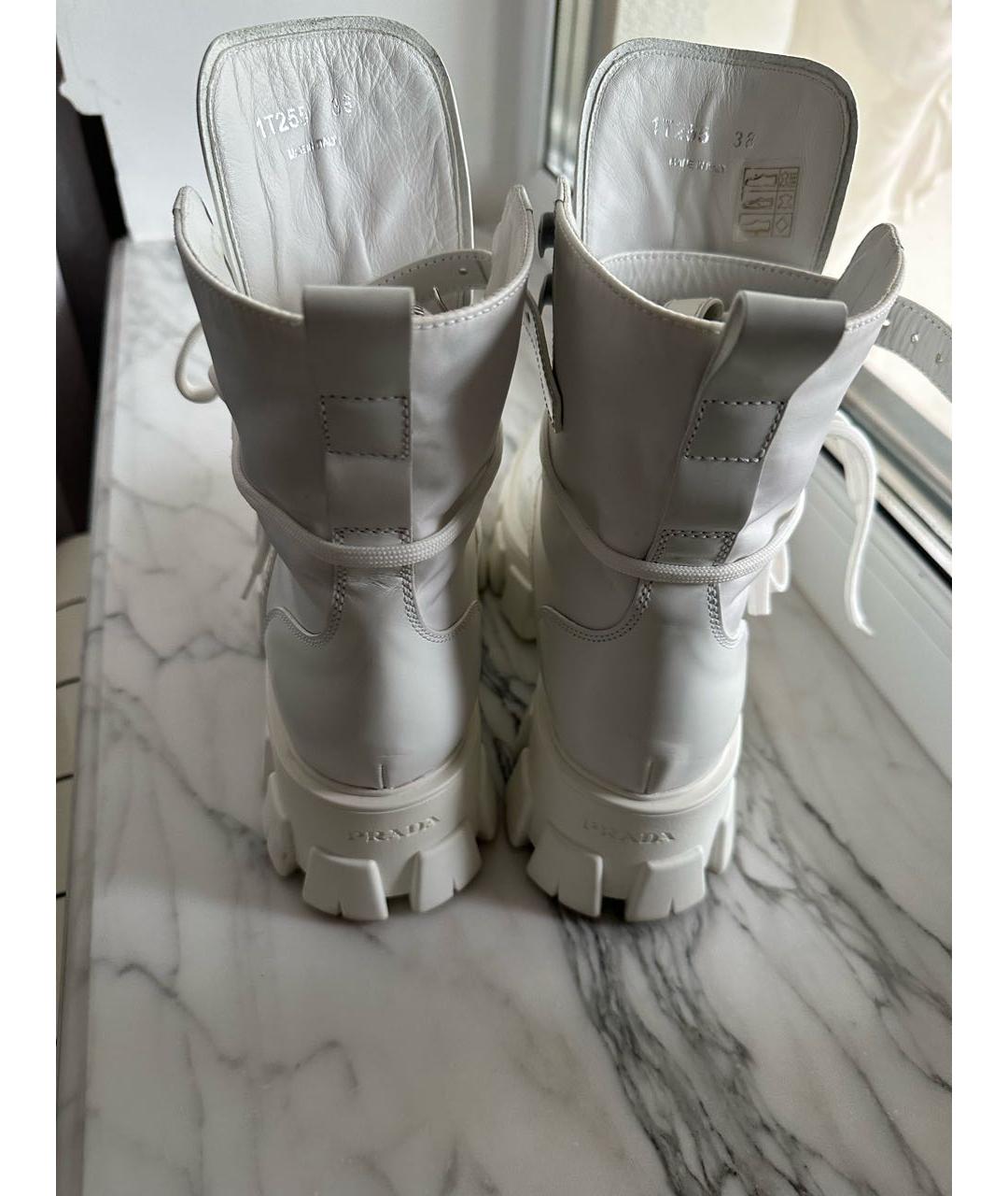 PRADA Белые кожаные ботинки, фото 4