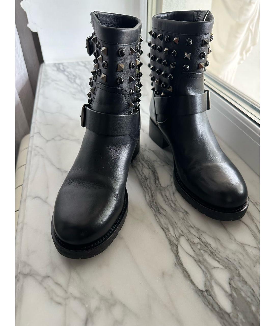 VALENTINO Черные кожаные ботинки, фото 3