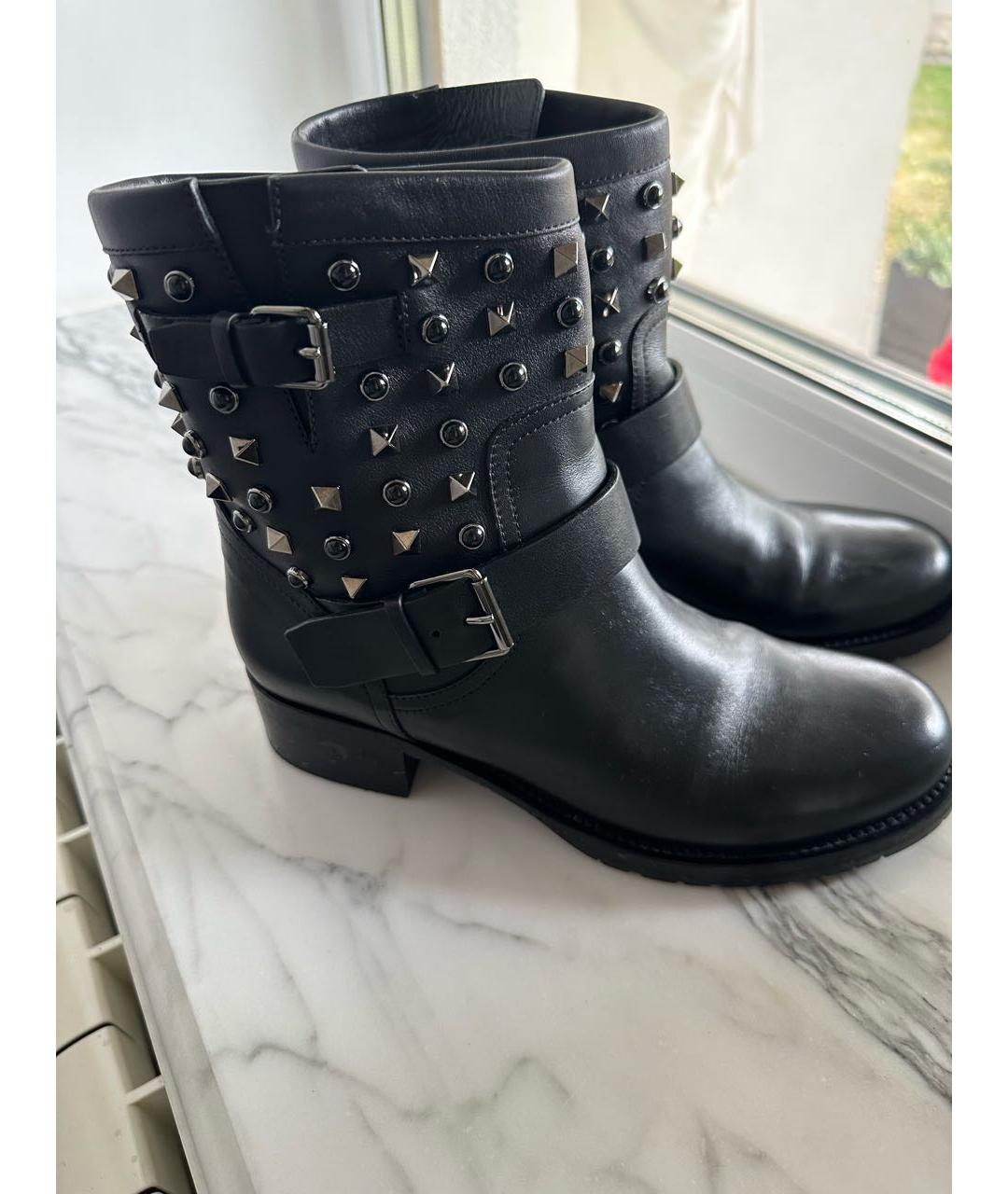 VALENTINO Черные кожаные ботинки, фото 2