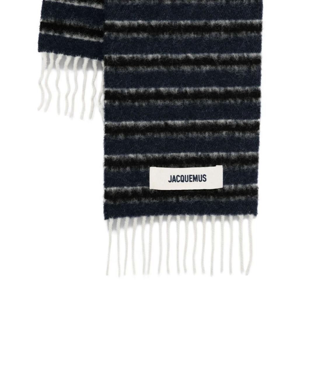 JACQUEMUS Темно-синий шерстяной шарф, фото 2