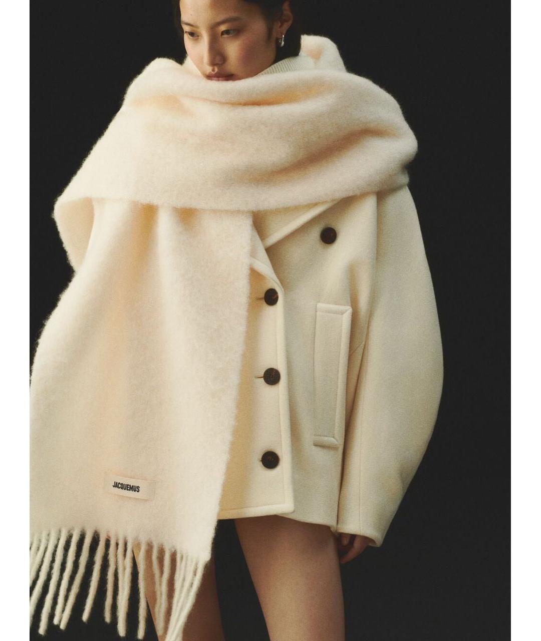 JACQUEMUS Белый шерстяной шарф, фото 2