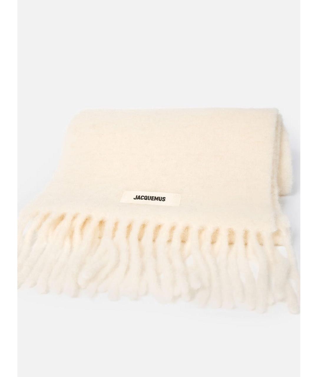 JACQUEMUS Белый шерстяной шарф, фото 3