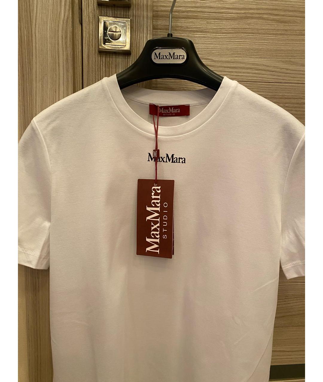 MAX MARA STUDIO Белая хлопковая футболка, фото 3