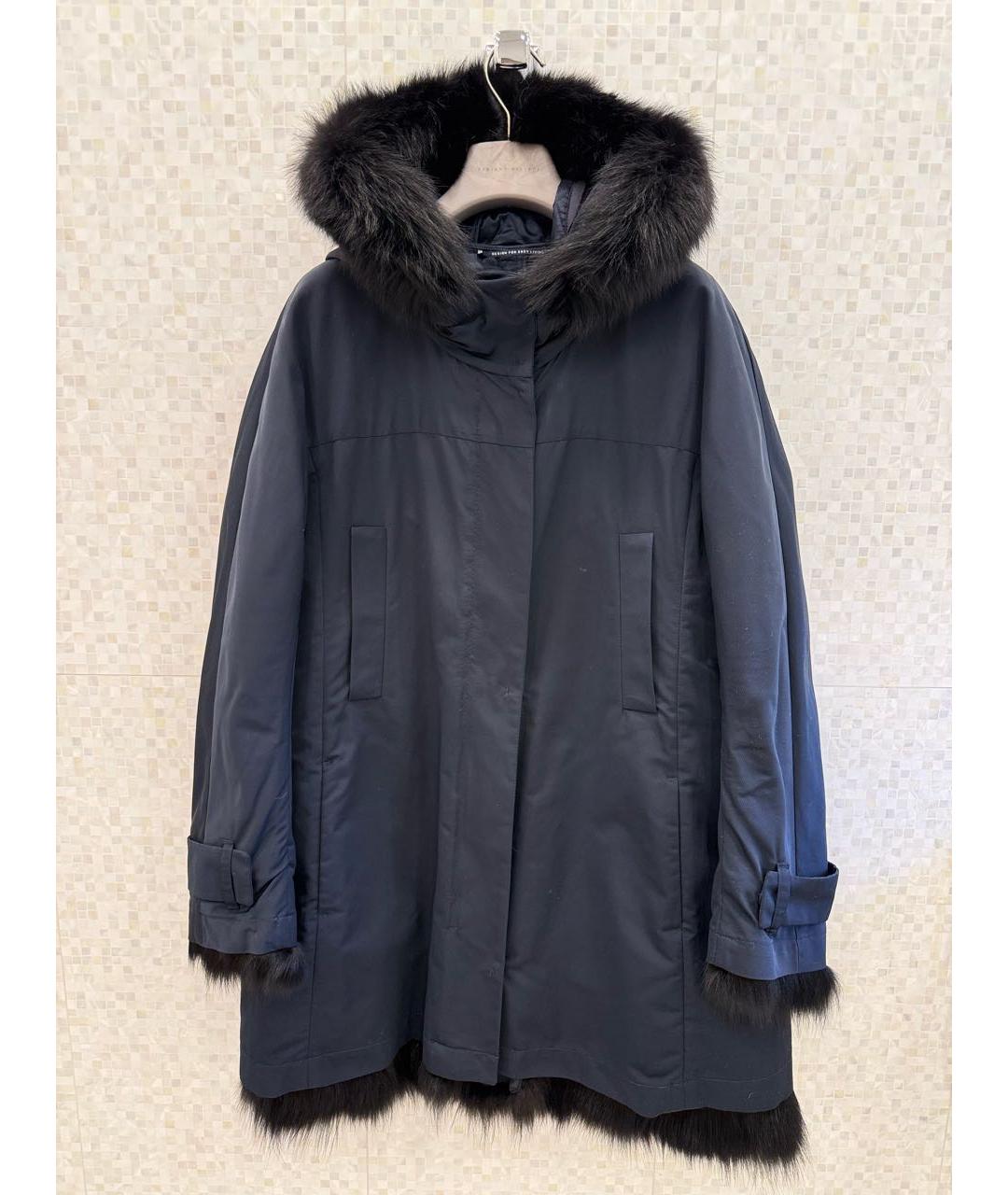 'S MAX MARA Темно-синяя полиамидовая парка, фото 9