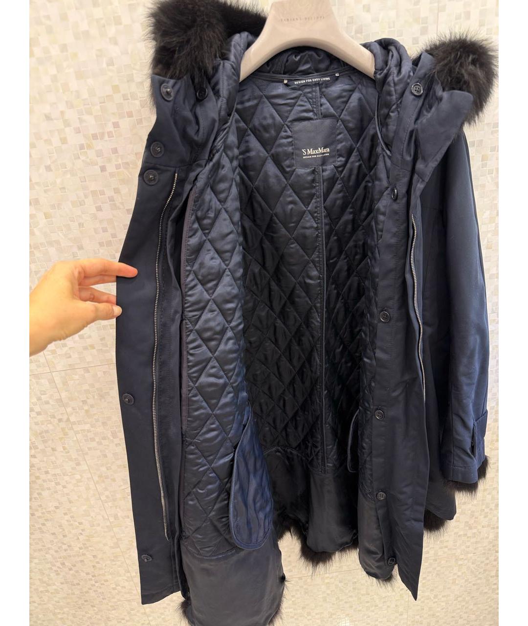 'S MAX MARA Темно-синяя полиамидовая парка, фото 5