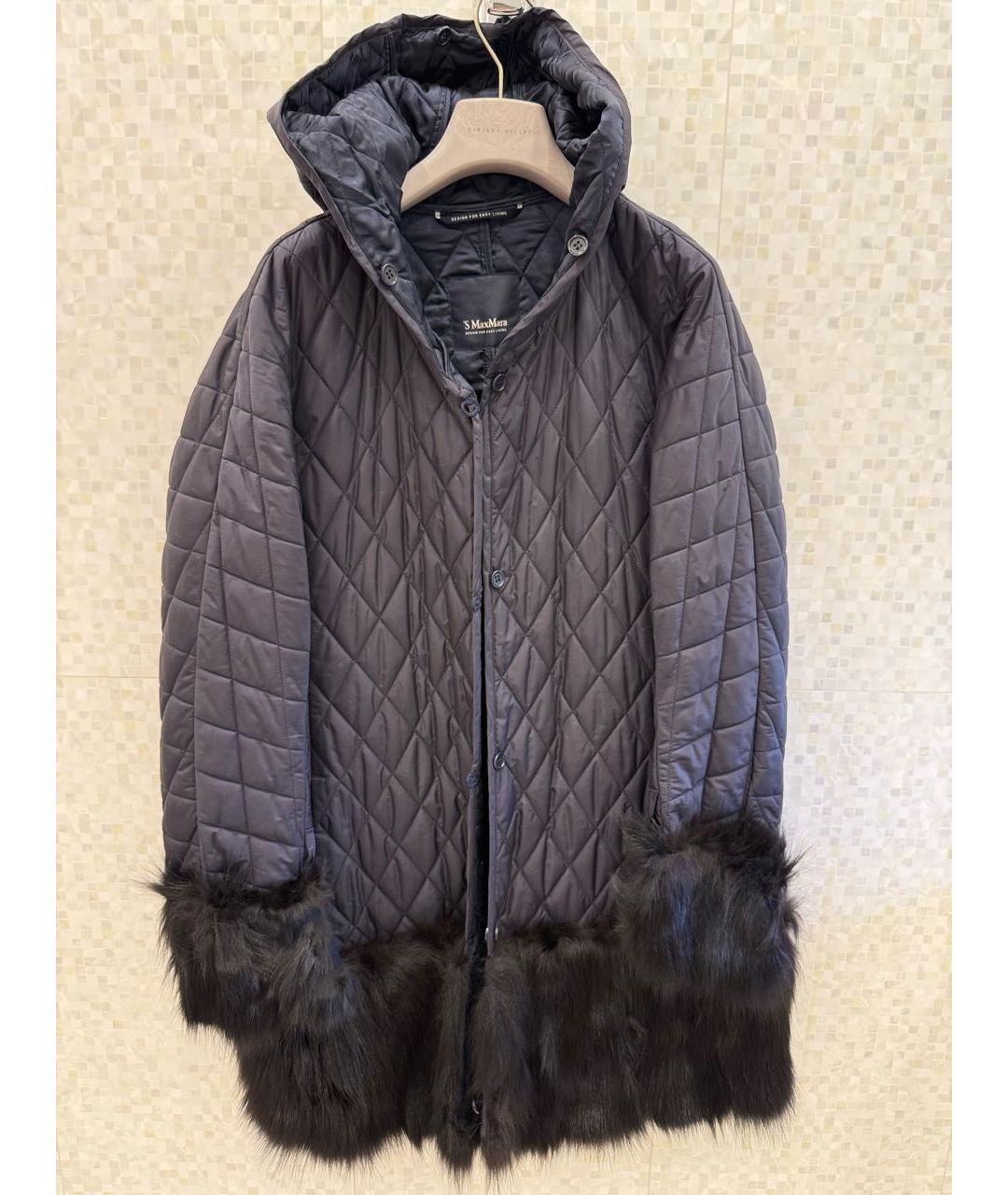 'S MAX MARA Темно-синяя полиамидовая парка, фото 6
