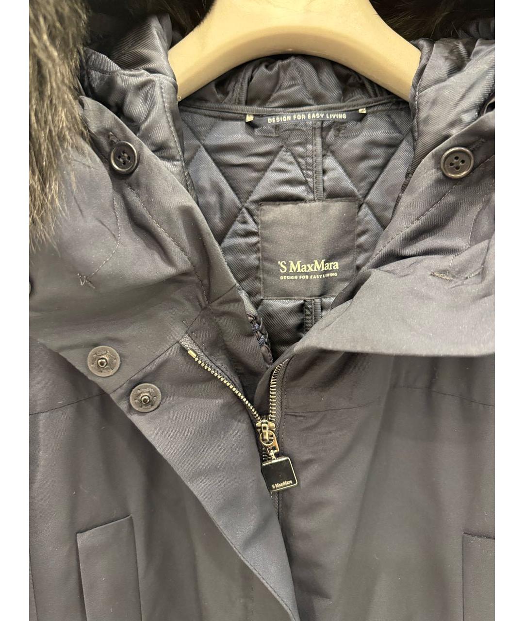 'S MAX MARA Темно-синяя полиамидовая парка, фото 2