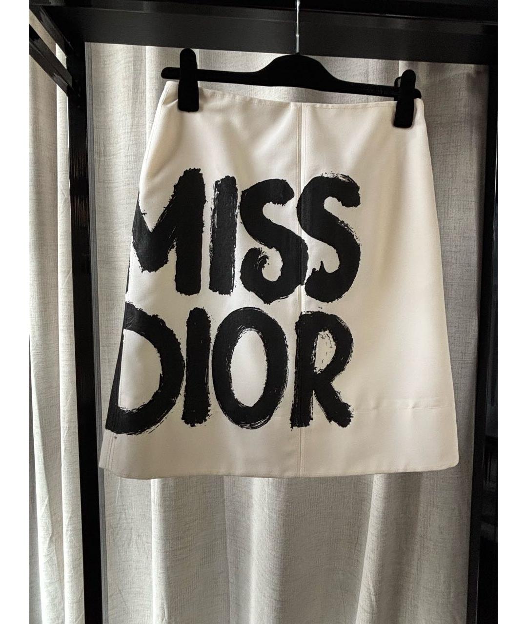 CHRISTIAN DIOR Бежевая шерстяная юбка мини, фото 7