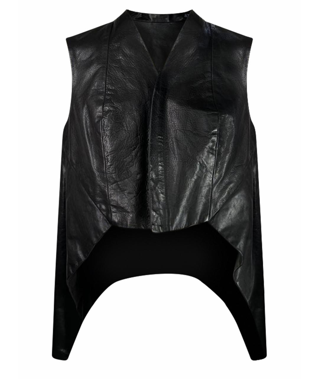 RICK OWENS Черный кожаный жилет, фото 1
