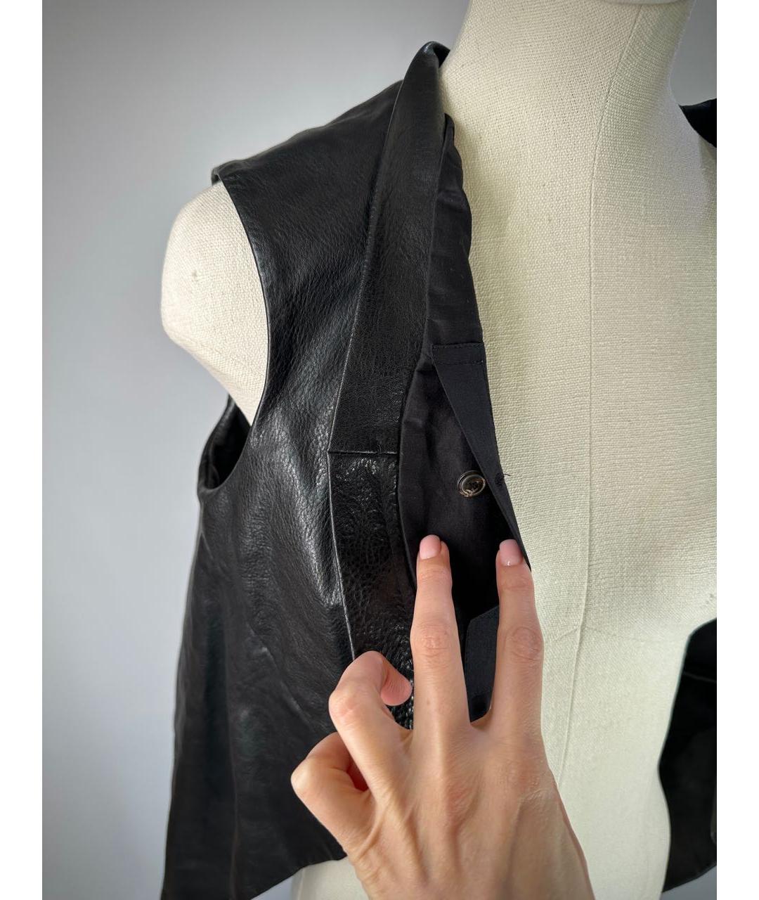 RICK OWENS Черный кожаный жилет, фото 8