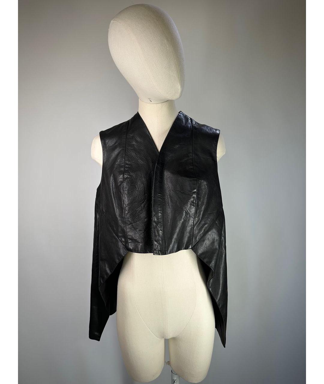 RICK OWENS Черный кожаный жилет, фото 9