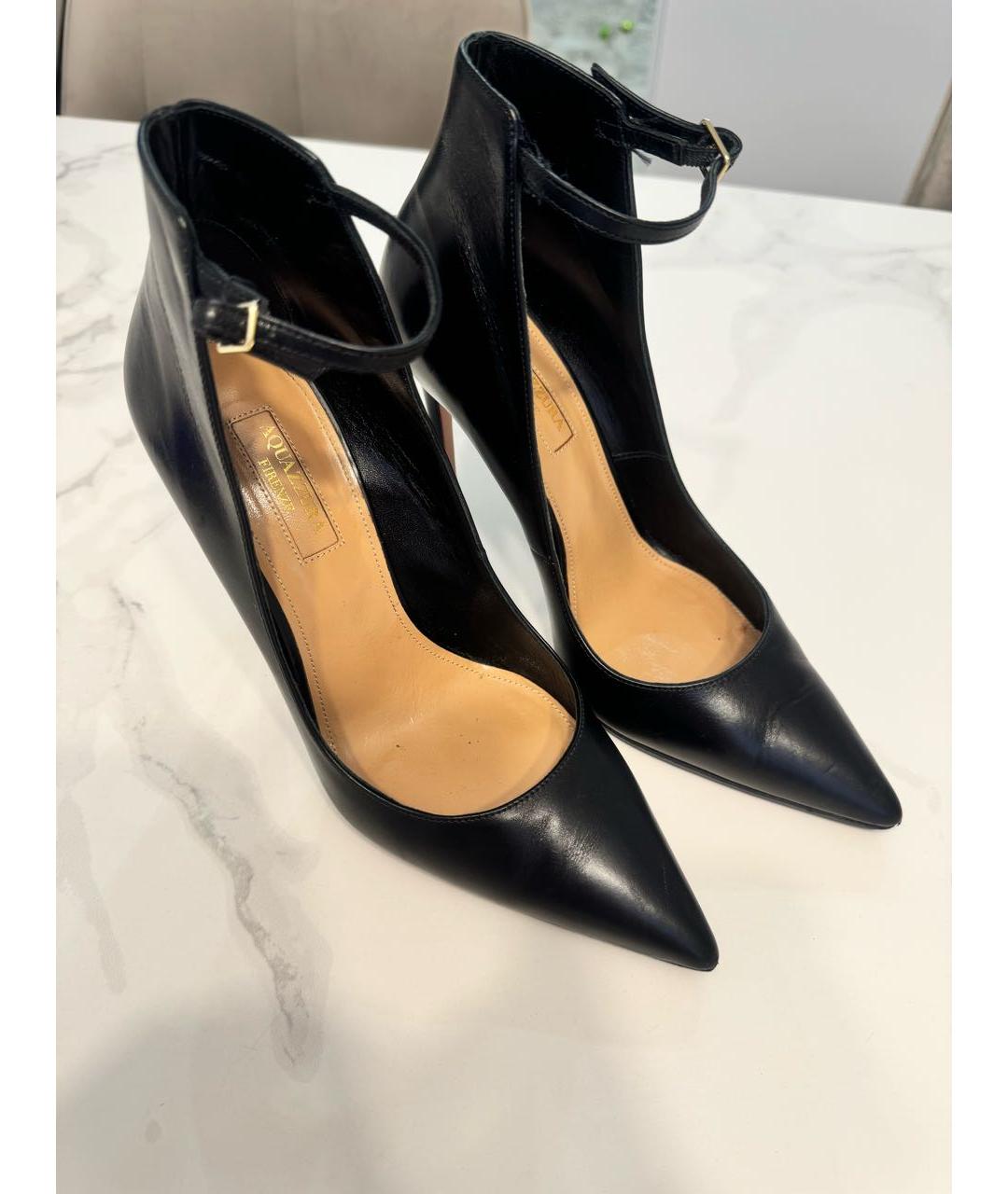 AQUAZZURA Черные кожаные туфли, фото 4