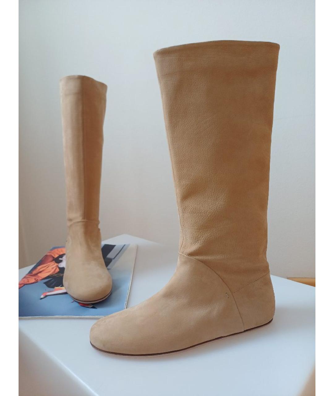 BALLY Бежевые нубуковые сапоги, фото 3