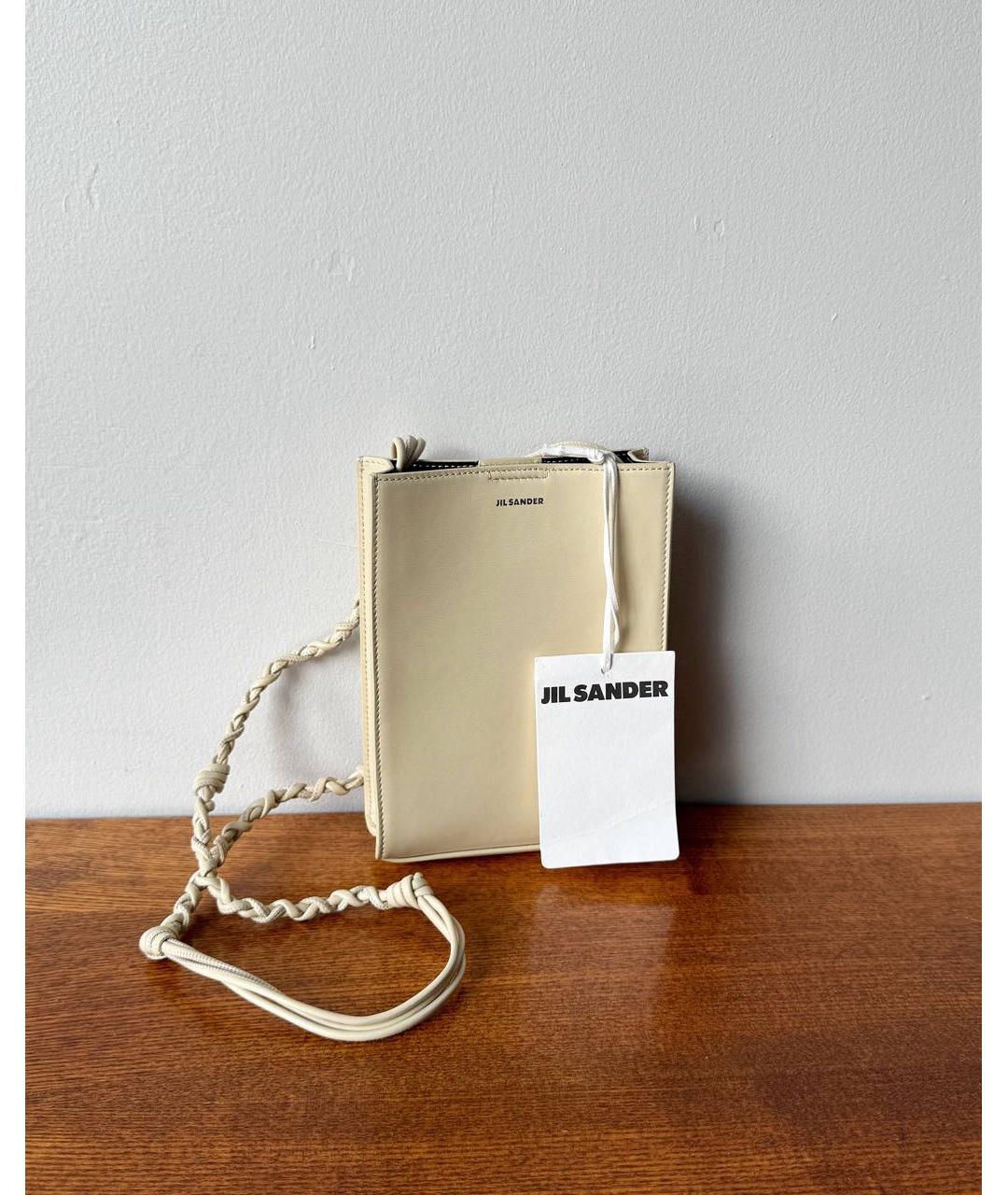 JIL SANDER Бежевая кожаная сумка через плечо, фото 9
