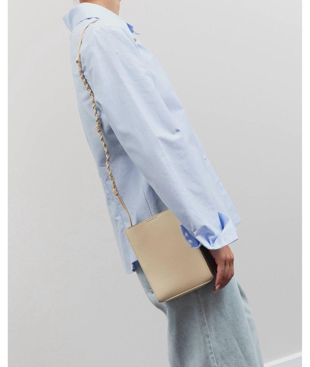 JIL SANDER Бежевая кожаная сумка через плечо, фото 3