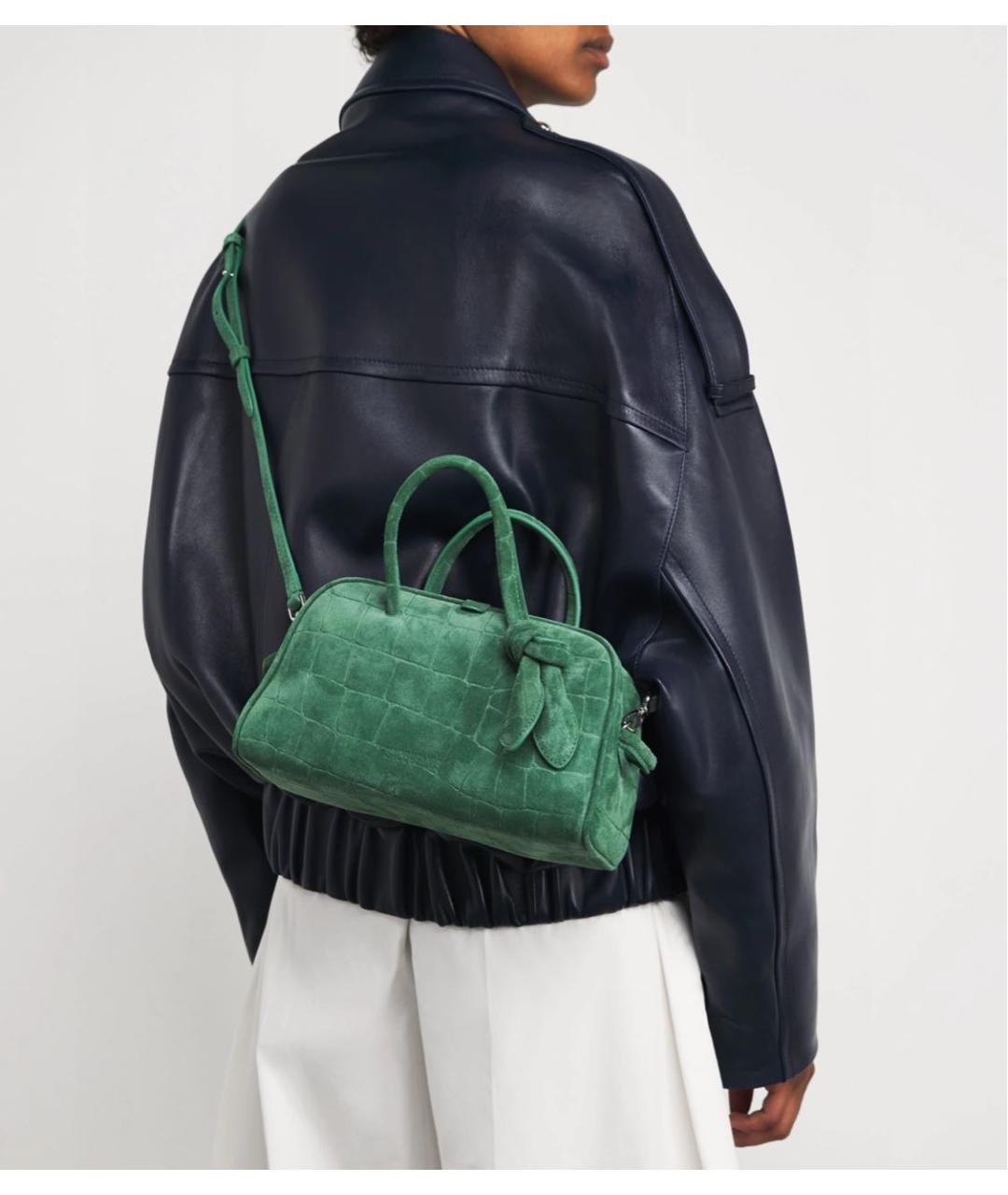 JACQUEMUS Зеленая замшевая сумка с короткими ручками, фото 2