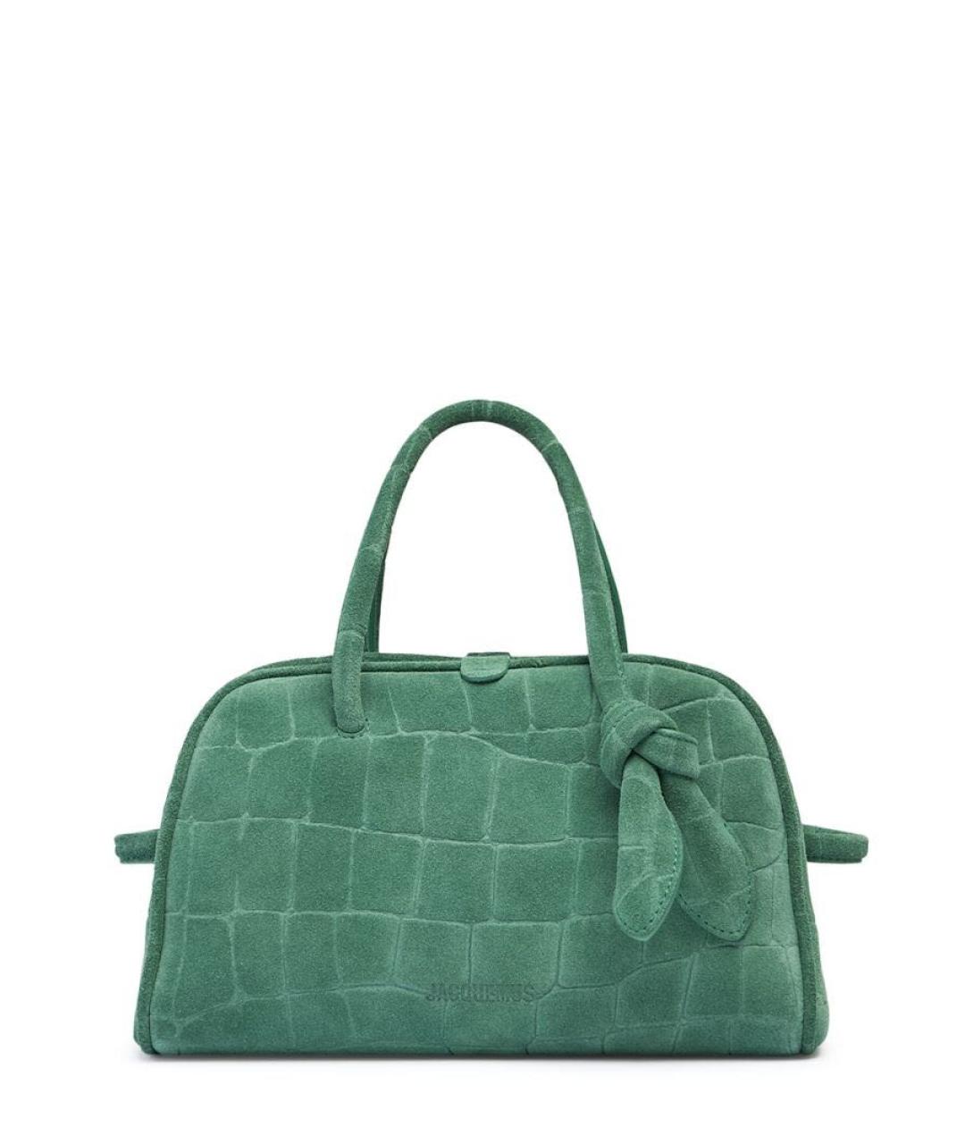 JACQUEMUS Зеленая замшевая сумка с короткими ручками, фото 6