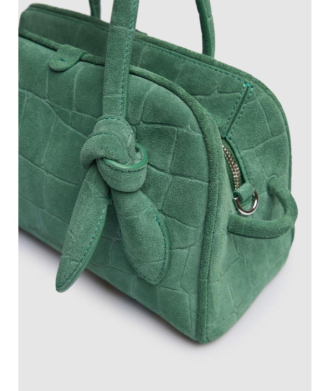 JACQUEMUS Зеленая замшевая сумка с короткими ручками, фото 3