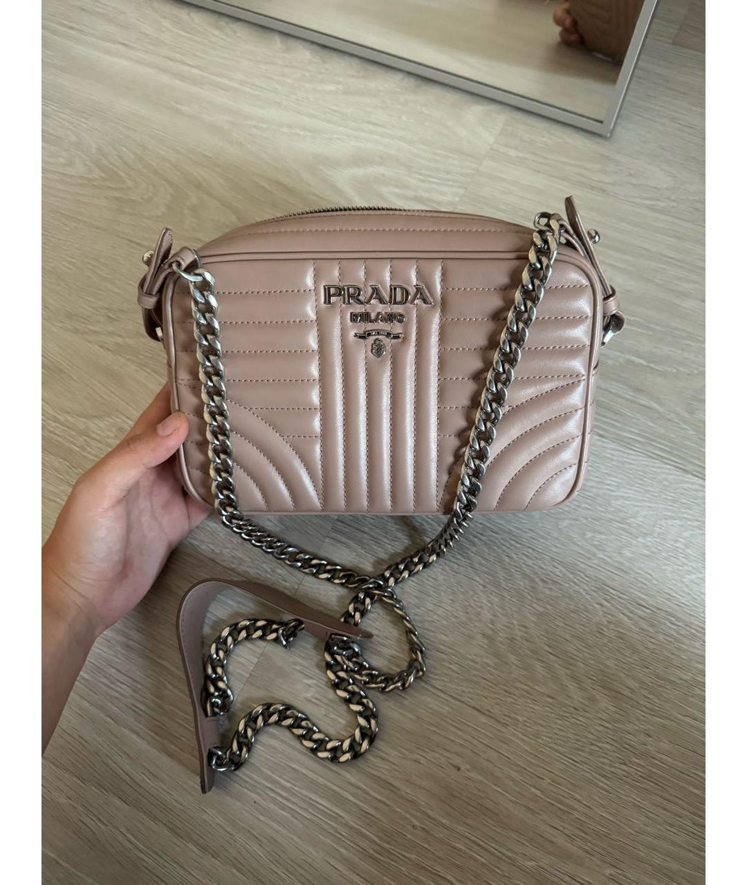 PRADA Бежевая кожаная сумка через плечо, фото 9