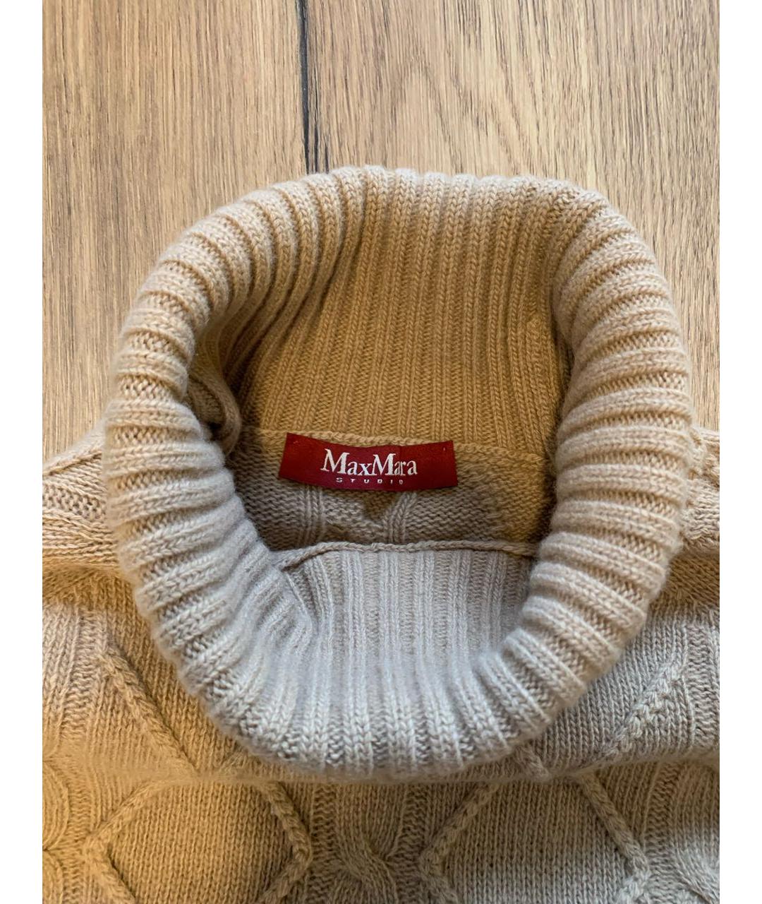 MAX MARA STUDIO Бежевое шерстяное повседневное платье, фото 3