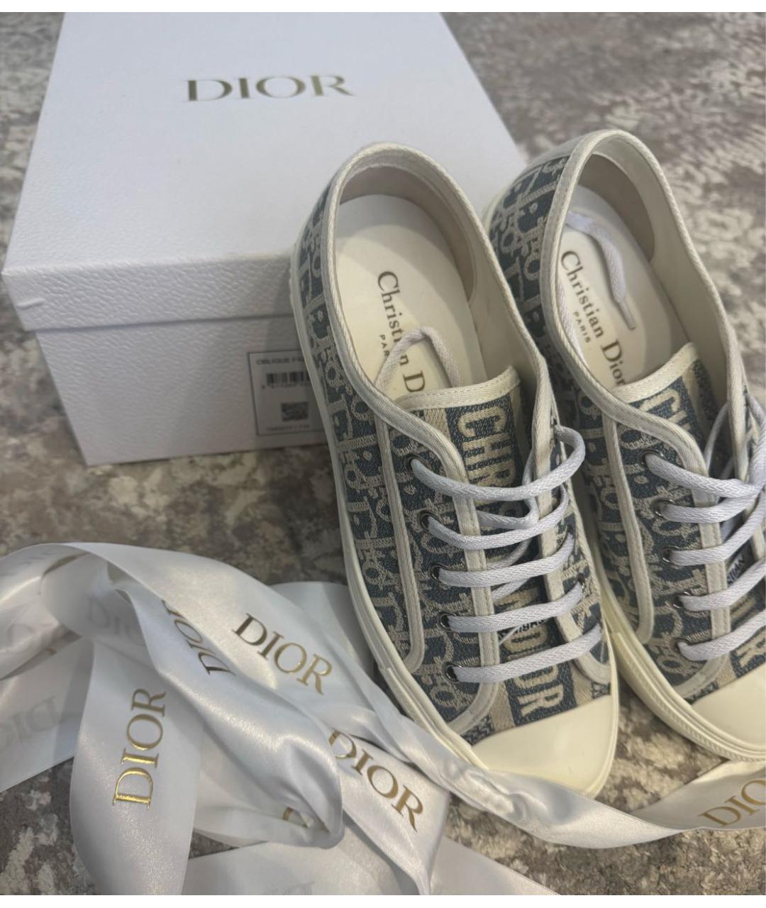 CHRISTIAN DIOR Серые текстильные кеды, фото 3