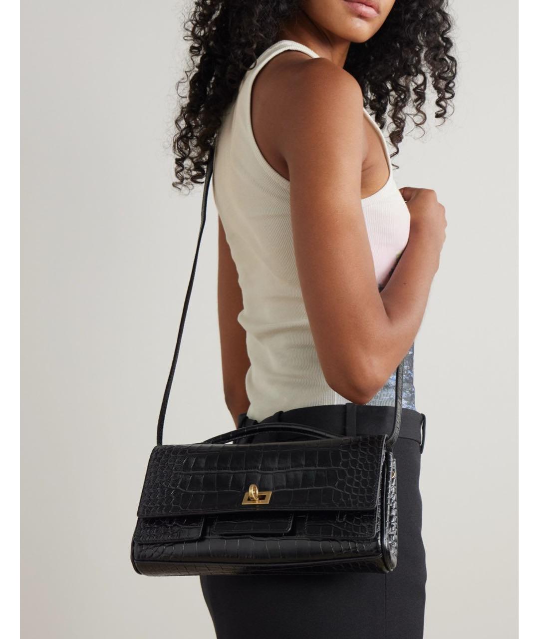 BALENCIAGA Черная кожаная сумка через плечо, фото 2