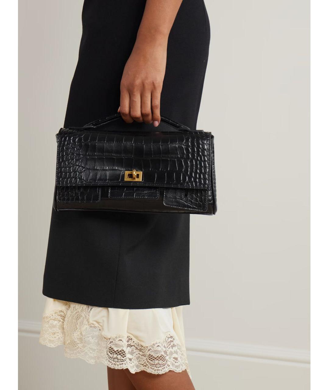 BALENCIAGA Черная кожаная сумка через плечо, фото 3