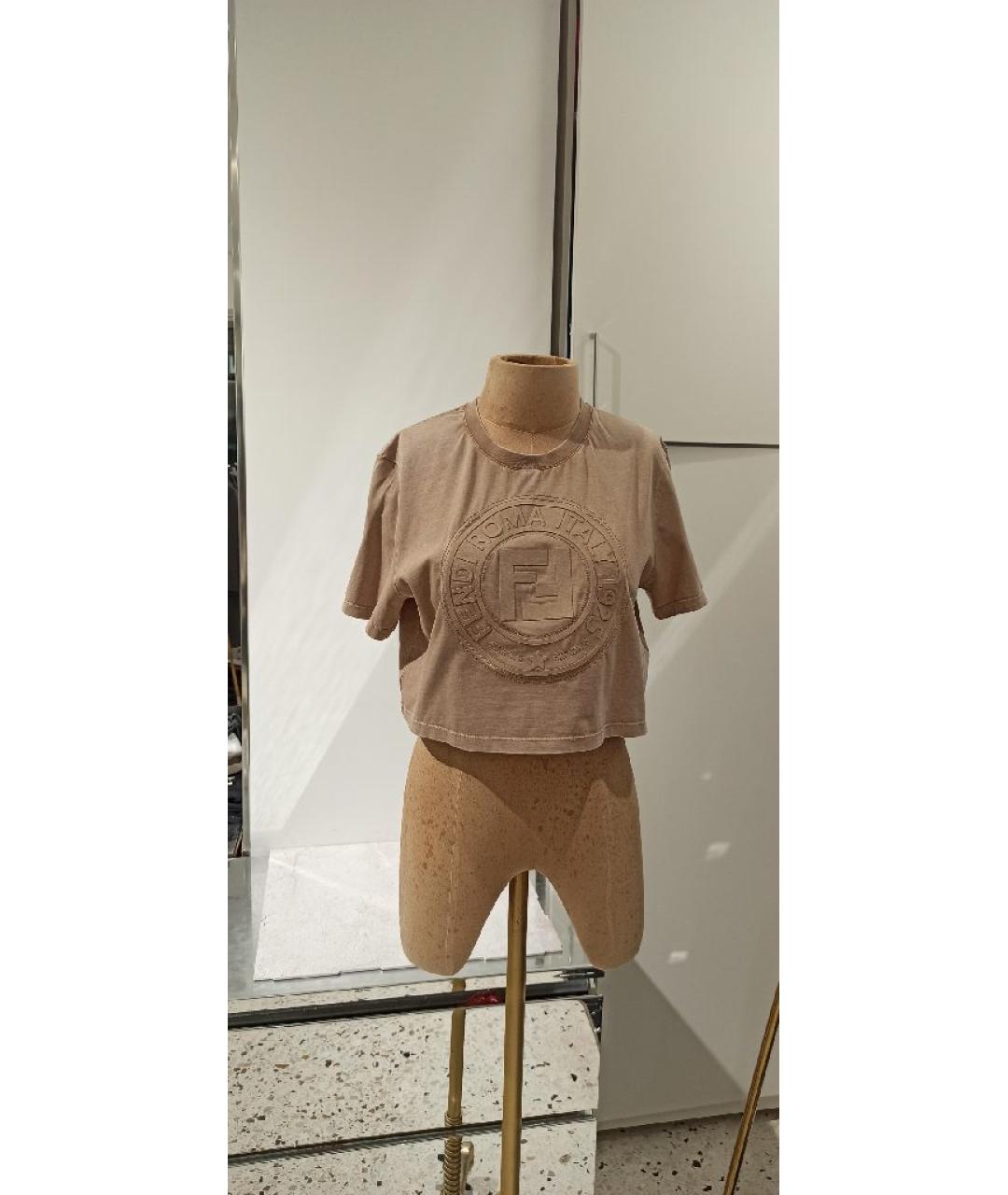 FENDI Бежевая хлопковая футболка, фото 6