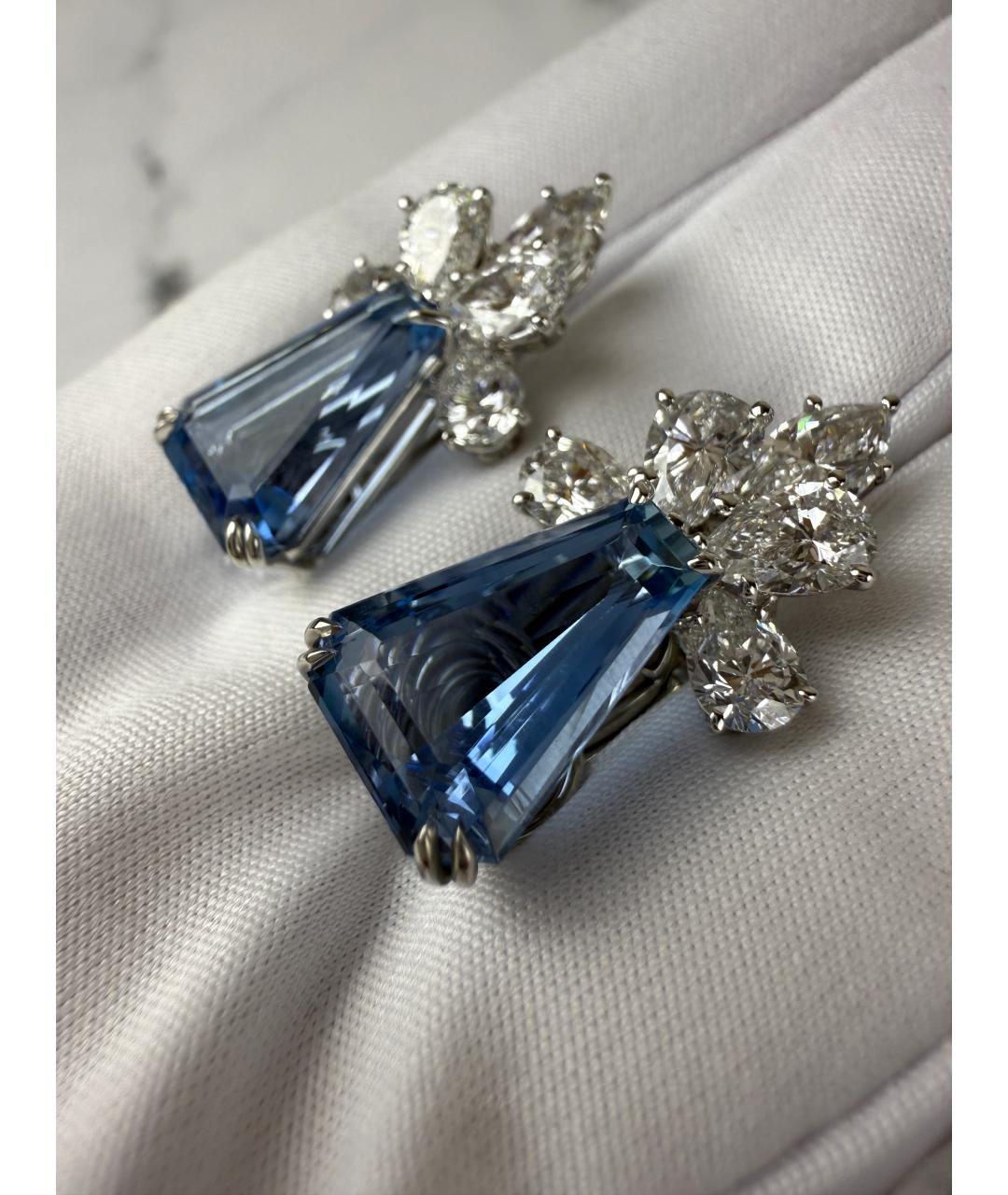Harry Winston Голубые платиновые серьги, фото 2